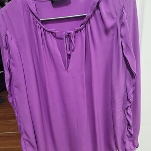 St. John Violet Tie-Neck Peasant Blouse